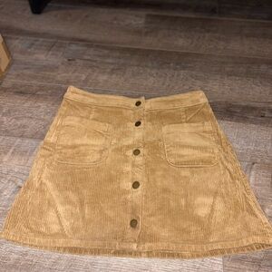 Tan Corduroy Button-Front Skirt